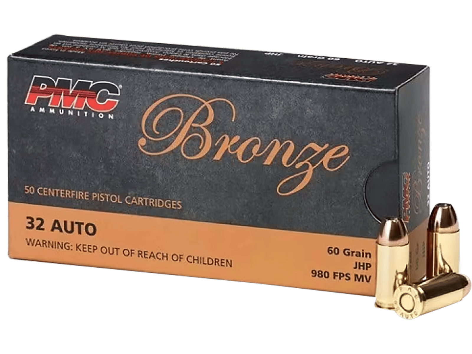 PMC 32B Bronze  32ACP 60gr Jacketed Hollow Point 50 Per Box/20 Case