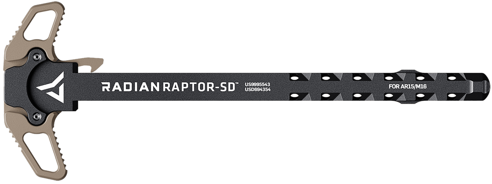 Radian Weapons R0066 Raptor SD Ambi Charging Handle, FDE, Gas Ported Shaft, Fits Mil-Spec AR-15/M16 Platform