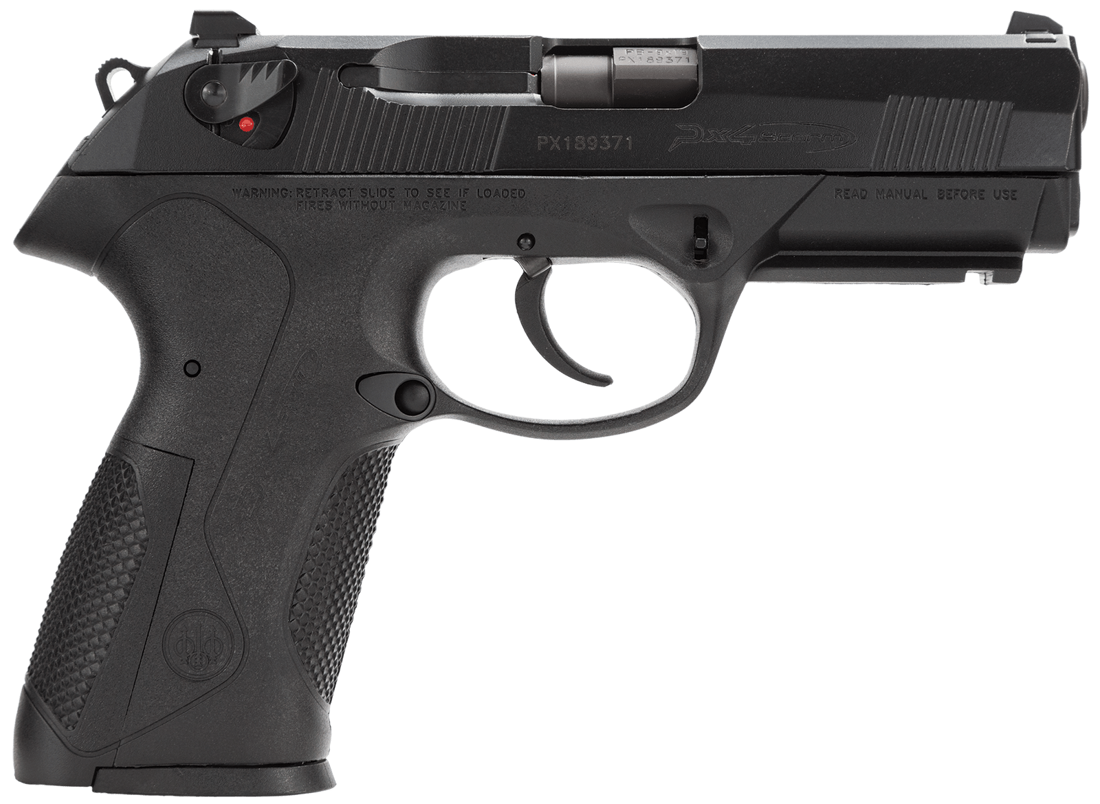 Beretta USA JXF9F20 Px4 Storm  Full Size Frame 9mm Luger 10+1, 4.10" Black Steel Barrel, Black Bruniton Serrated Steel Slide, Black Polymer Frame w/Picatinny Rail, Ambidextrous