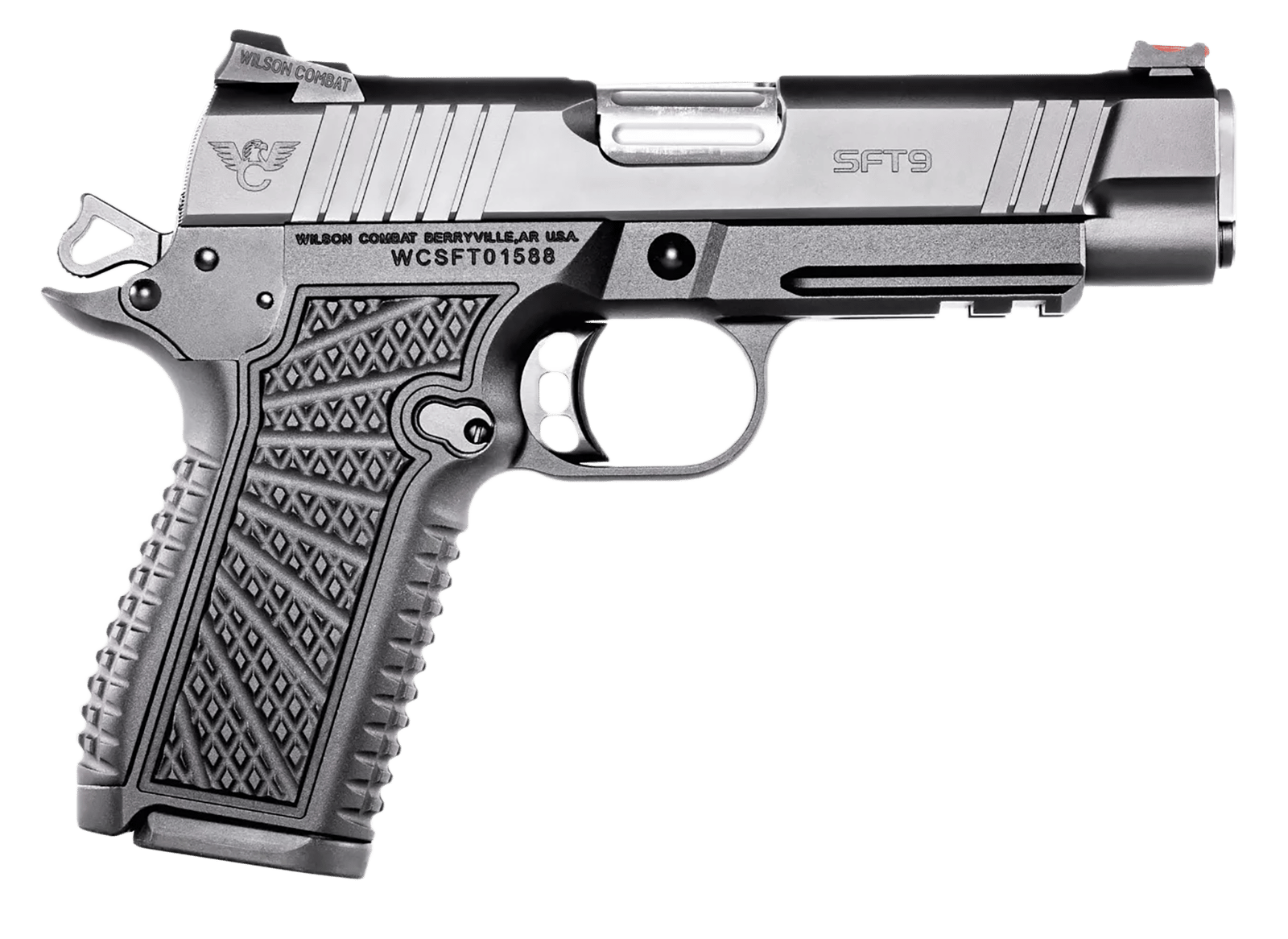 Wilson Combat SFT9CMR42 SFT9 Compact 9mm 15+1 4.25" Lightrail Black Armor-Tuff Stainless Steel