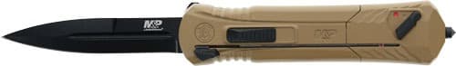 S&W M&P OTF 3.5" SINGLE EDGE SPEAR POINT BLACK/FDE