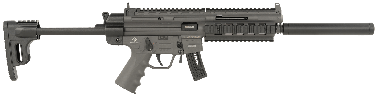 ATI GERGGSG1610S GSG-16  22LR 10+1 16.25" Black Non-Threaded Barrel, Smoke Gray Picatinny Rail Polymer Receiver, M-LOK Handguards, Collapsible w/Storage Compartment Black Synthetic Stock, Smoke Gray P