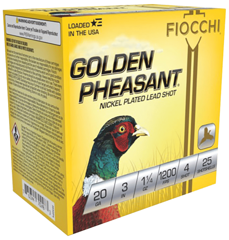 Fiocchi 203GP4 Golden Pheasant Extrema 20Gauge 3" 1 1/4oz 4Shot 25 Per Box/10 Case