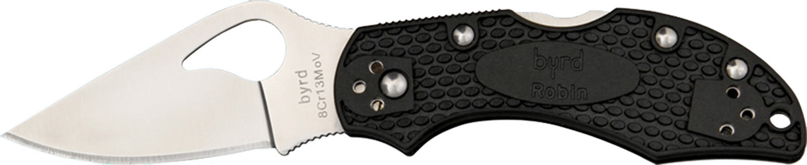 Spyderco BY10PBK2 Byrd Robin 2 Lightweight 2.43" Folding Drop Point Plain 8Cr13MoV SS Blade Black Bi-Directional Texturing FRN Handle Includes Pocket Clip