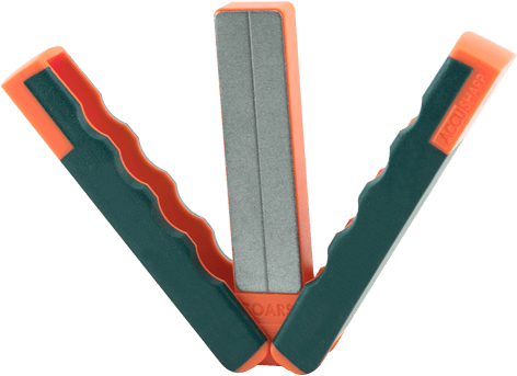 AccuSharp 077C Paddle Sharpener Folding Fine, Coarse Diamond Sharpener Gray/Orange Overmolded Rubber Handle