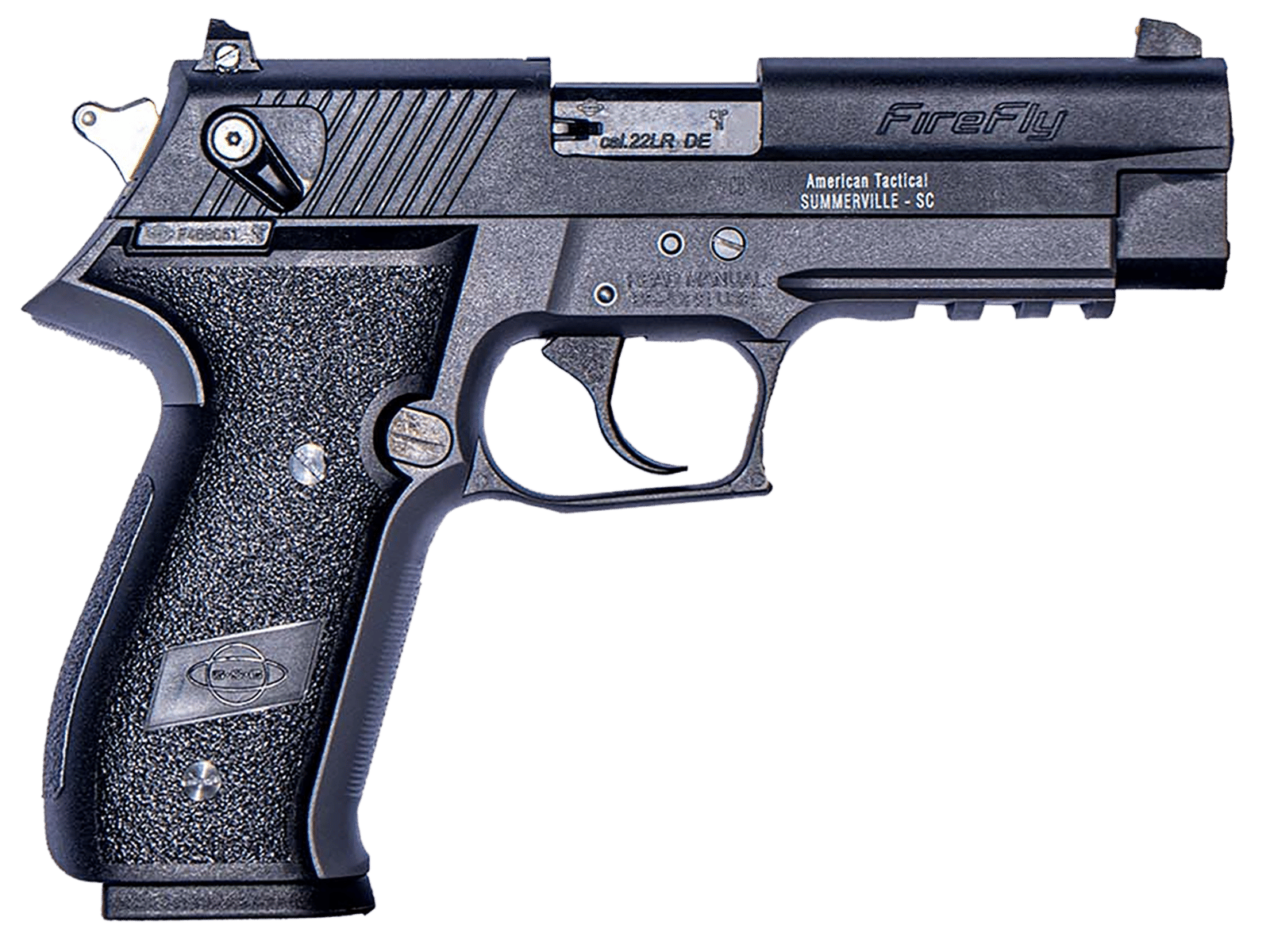 GSG GERG2210FF FireFly  22 LR 10+1 4" All Black Steel Barrel, Serrated Slide, Black Zinc Alloy w/Accessory Rail Frame, Black Polymer Grip