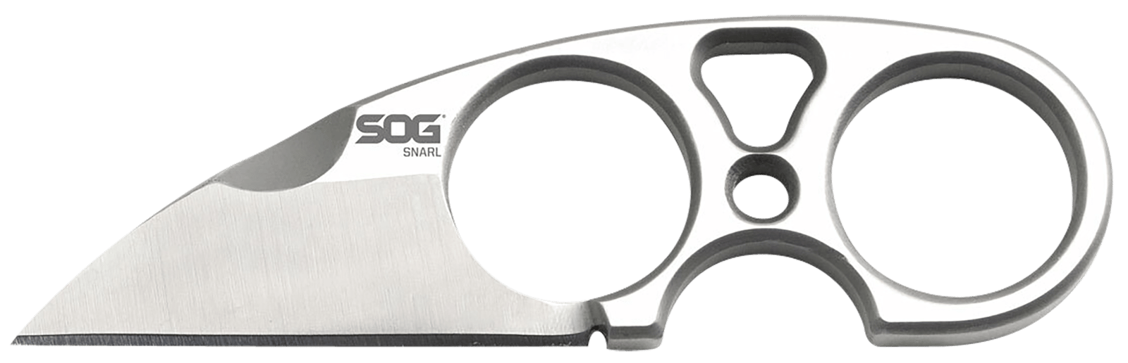 S.O.G SOG-JB01K-CP Snarl  2.30" Fixed Plain Sheepsfoot Satin 9Cr18MoV SS Blade/ Silver Stainless Steel Handle
