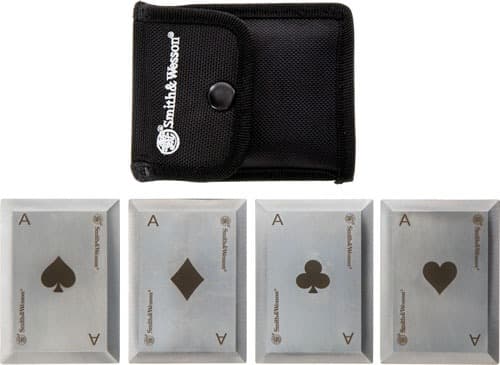 S&W BULLSEYE THROWING CARDS 4-PACK SS LASER ETCHED W/SHTH