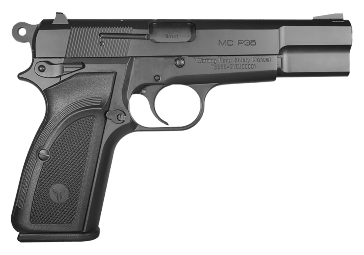 EAA GIRSAN 390450 MC P35  9mm Luger 15+1, 4.87" Black Steel Barrel, Black Serrated Steel Slide, Matte Black Steel Frame Black, Checkered Polymer Grip, Ambidextrous