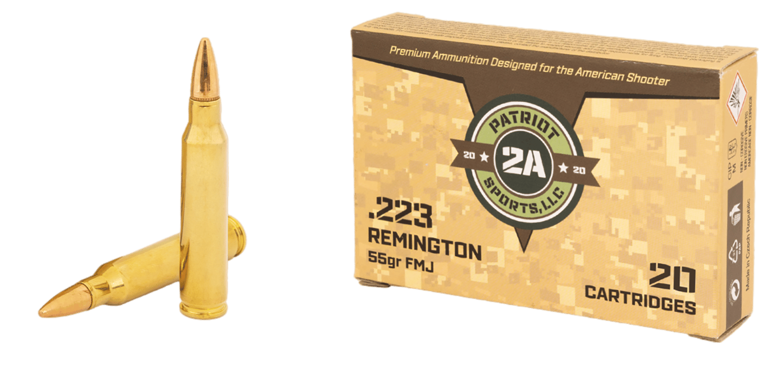PATRIOT SPORTS LLC P223055F   223Rem 55gr Full Metal Jacket 20 Per Box/50 Case
