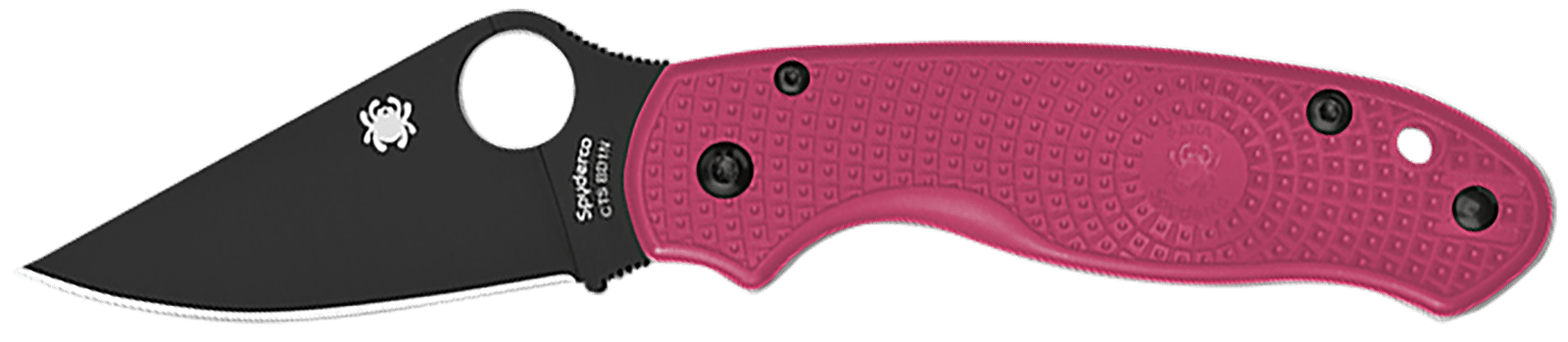 Spyderco C223PPNBK Para 3 Lightweight Breast Cancer EDC 2.93" Folding Plain Black DLC BD1N SS Blade, Pink Textured FRN Handle