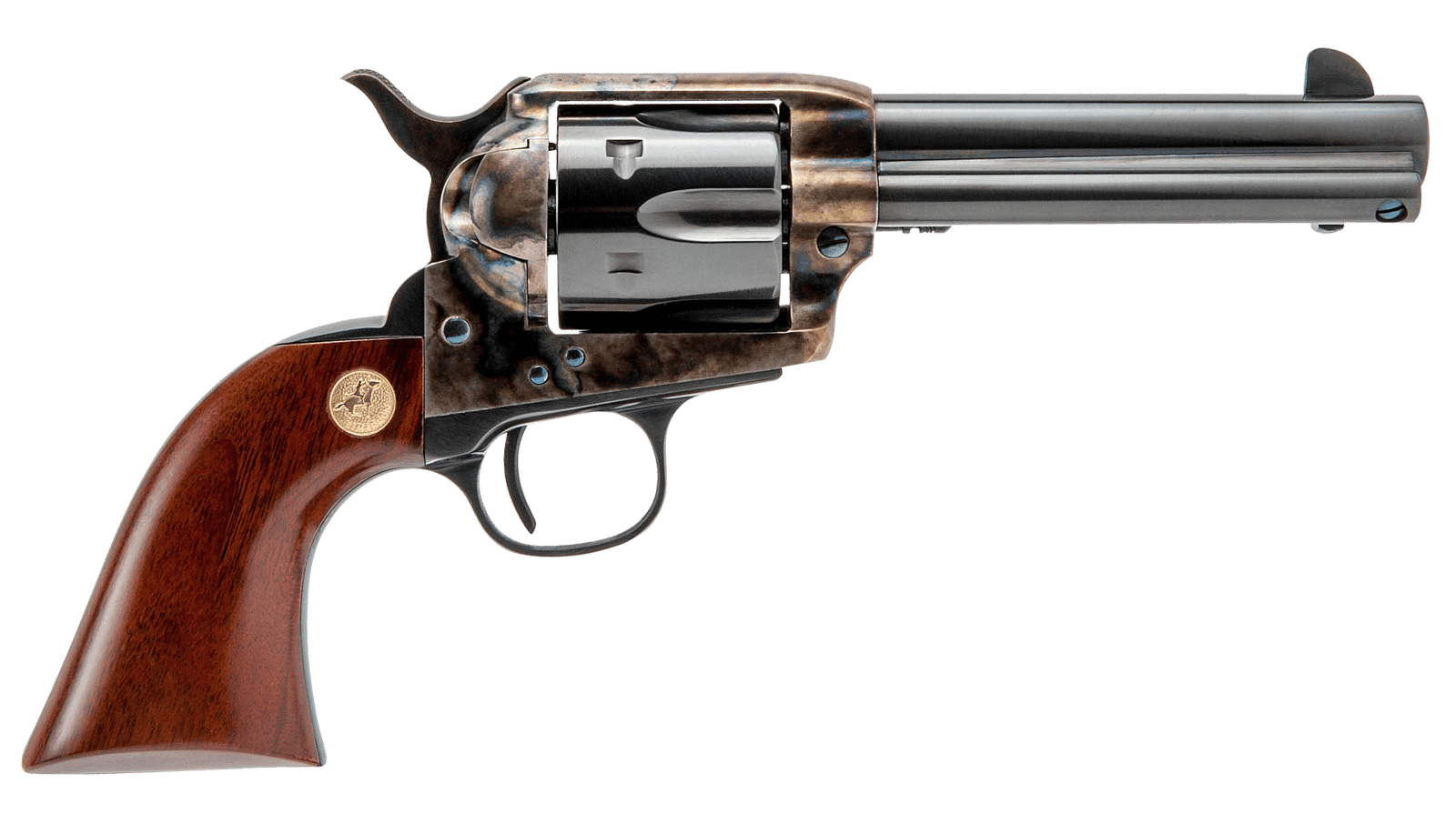 Cimarron MP400 Model P  357 Mag 38 Special 6 Shot 4.75" Blued Stainless Steel Barrel, Blued Cylinder, Color Case Hardened Steel Frame, Walnut Grip, Exposed Hammer