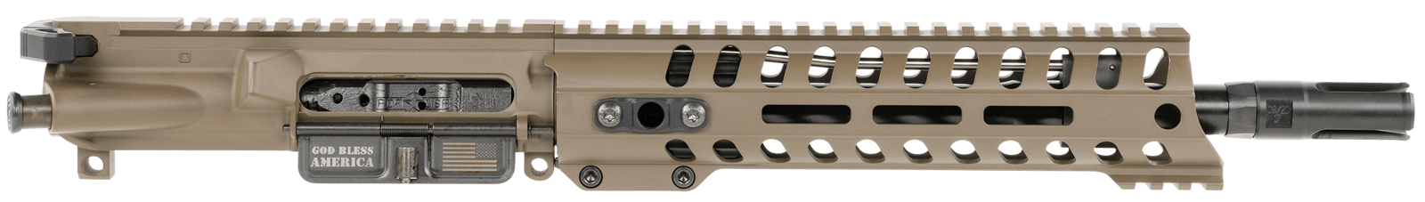 Patriot Ordnance Factory  Minuteman Complete Upper 5.56x45mm NATO 10.50" Black Nitride Barrel Aluminum Patriot Brown Receiver 9" M-LOK Handguard Lo Pro DI Gas Block (Mid Length)