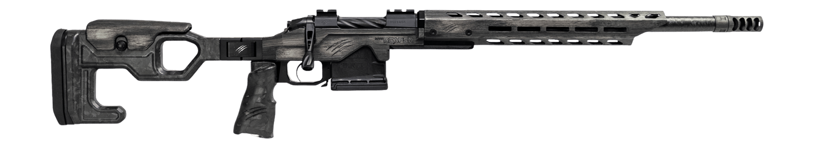 Fierce Firearms REPMT308WIN18DG Reaper MTN 2.0 308 Win 3+1 20" Carbon Fiber Match Grade Threaded Barrel, Distressed Gray Cerakote Titanium Drilled & Tapped Receiver, M-LOK Handguard, Magnesium Folding