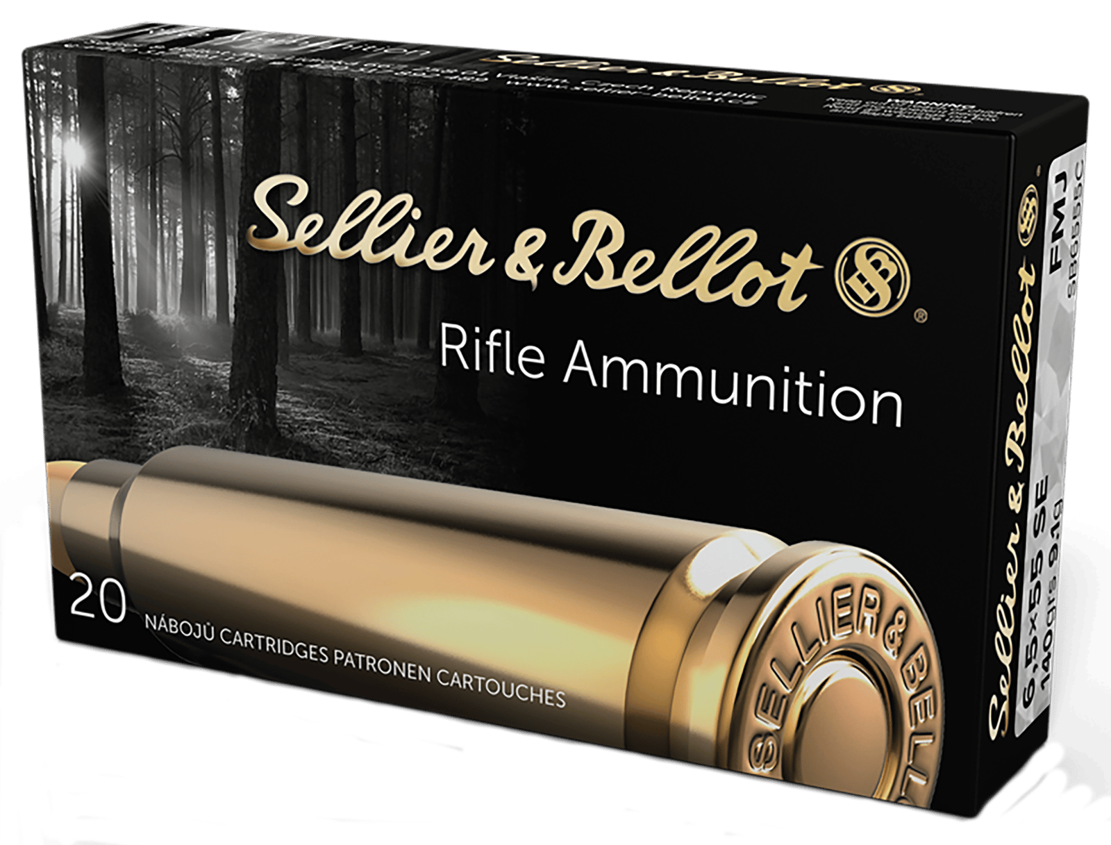 Sellier & Bellot SB6555C Rifle  6.5x55Swedish 140gr Full Metal Jacket Boat Tail 20 Per Box/20 Case