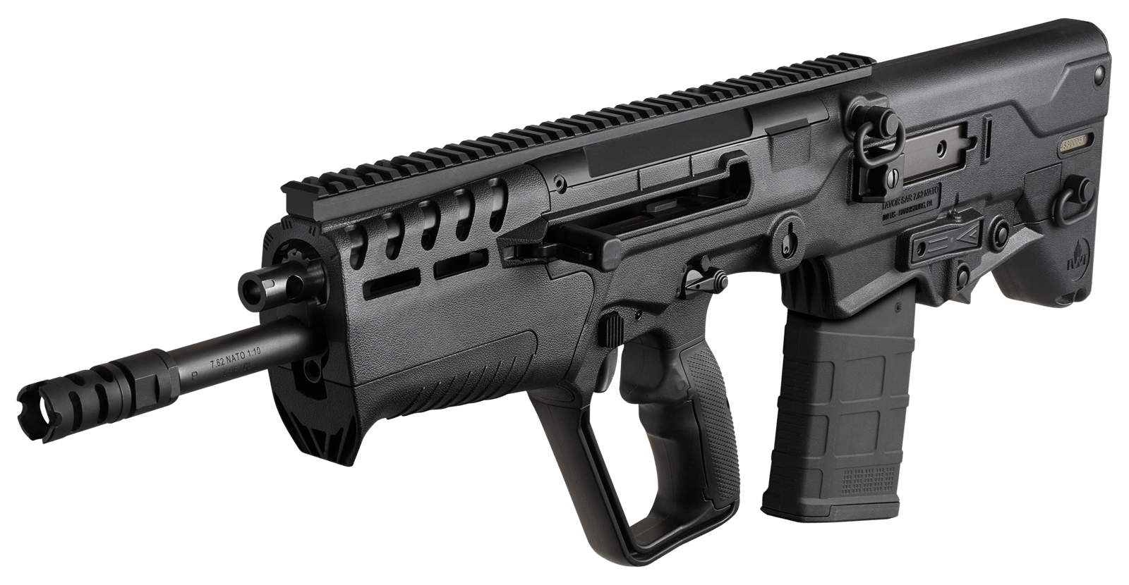 IWI US T7B1610 Tavor 7 7.62x51mm NATO Caliber with 16.50" Barrel, 10+1 Capacity, Black Metal Finish, Black Fixed Bullpup Stock & Black Polymer Grip Right Hand