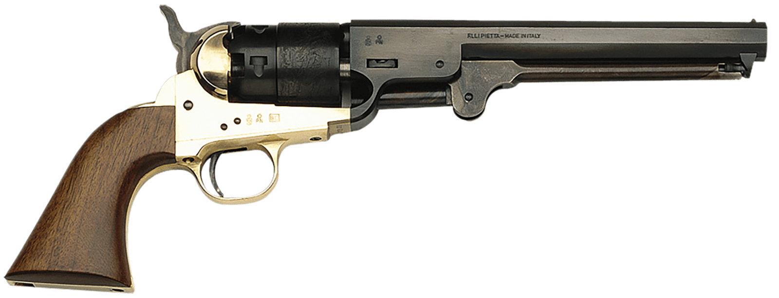 Traditions FR18511 1851 Navy Break Open 44 Cal #11 Percussion 7.50" 6 Shot Brass Frame Blued Barrel & Cylinder Walnut Grip