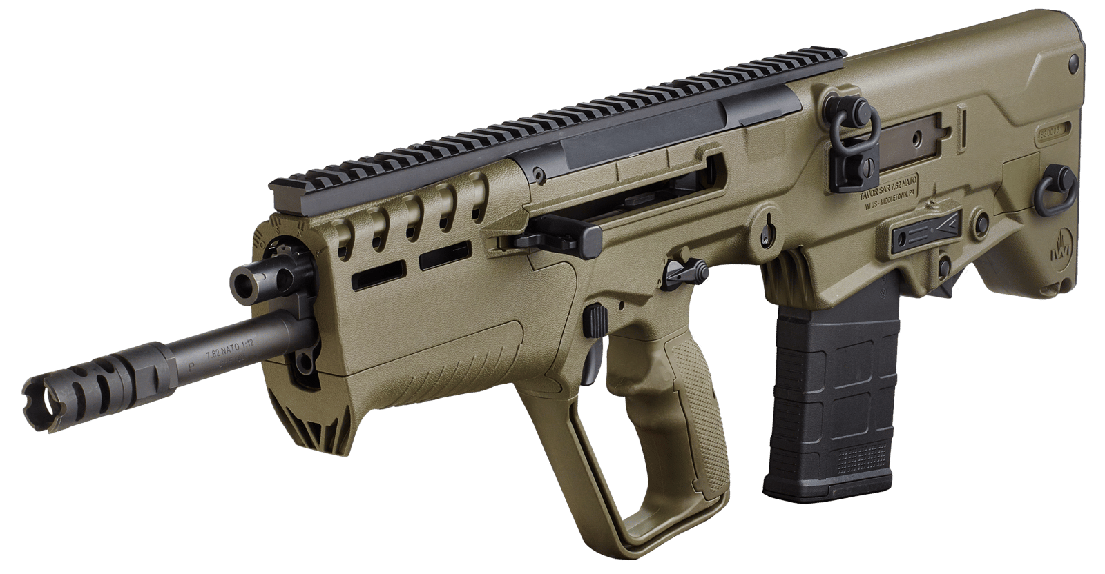 IWI US T7G1610 Tavor 7 7.62x51mm NATO Caliber with 16.50" Barrel, 10+1 Capacity, OD Green Metal Finish, OD Green Fixed Bullpup Stock & Polymer Grip Right Hand
