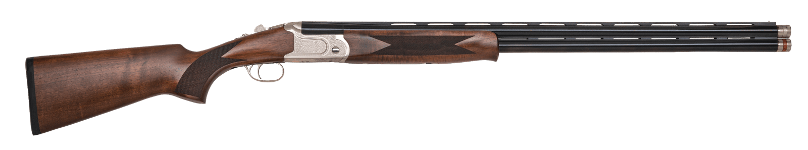 Mossberg 75472 Gold Reserve  Full Size 12 Gauge Break Open 3" 2rd 30" Blue Polished Vent Rib Barrel, Silver Polished Stainless Steel Engraved Receiver, Fixed Black Walnut Stock, Right Hand
