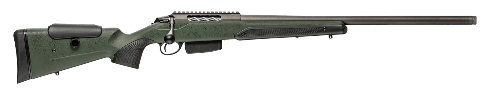 Tikka JRTXRSV370 T3x Super Varmint 7mm Rem Mag 5+1 23.70" Barrel, Tungsten Cerakote Metal Finish, Black Webbed Green Roughtech Stock