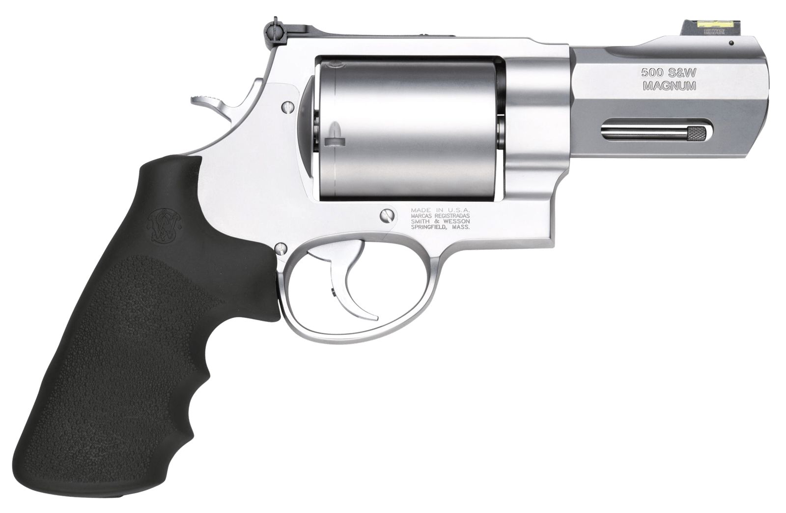 Smith & Wesson 11623 Model 500 Performance Center  500 S&W Mag Stainless Steel 3.50" Barrel, 5rd Unfluted Cylinder & X Frame, Trigger Overtravel Stop, HiViz Fiber Optic Front Sight