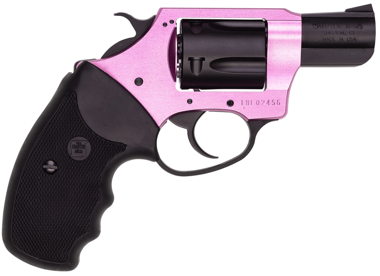 Charter Arms 53835 Pink Lady  38 Special 5rd 2" Black Steel Barrel, Black Cylinder, Black/Pink Aluminum Frame, Black Rubber Grip, Exposed Hammer
