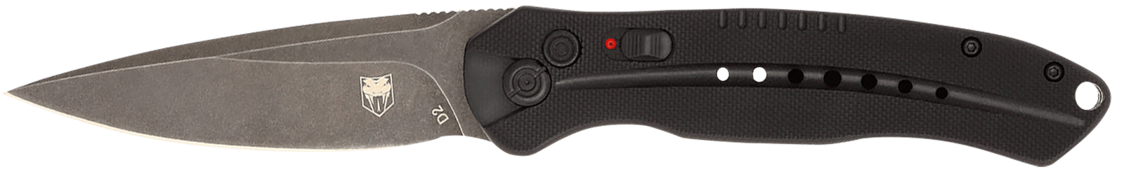 CobraTec Knives BLKDIABLOAUTO Diablo  3.50" Folding Black Stonewashed D2 Steel Blade, 4.75" Black Textured G10 Scales Handle