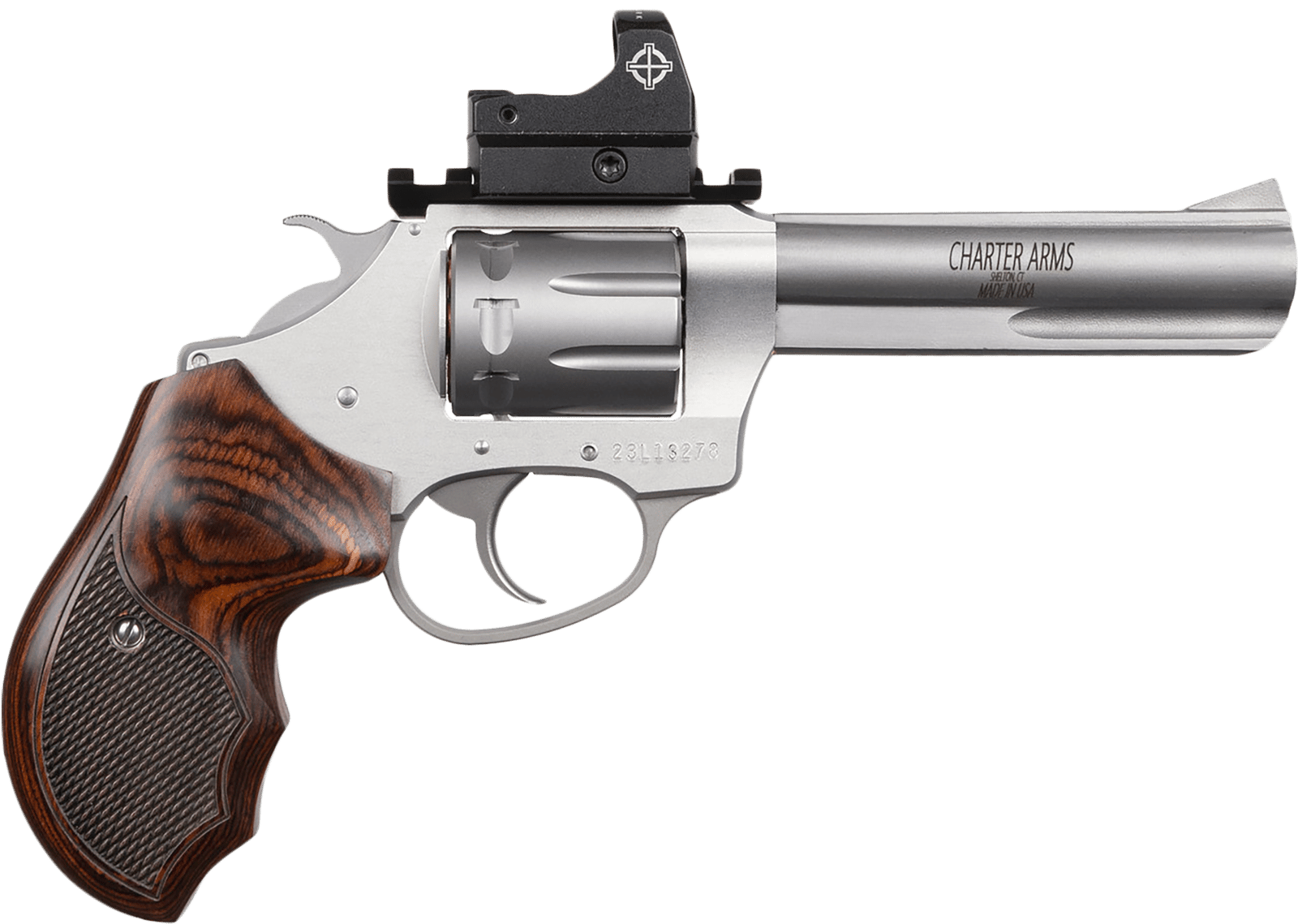 Charter Arms 72245 Target Pathfinder 22 LR 8 Shot, 4.20" Anodized Stainless Steel Barrel & Cylinder, Stainless Aluminum Frame, Rosewood Grip, Sightmark Micro Optic