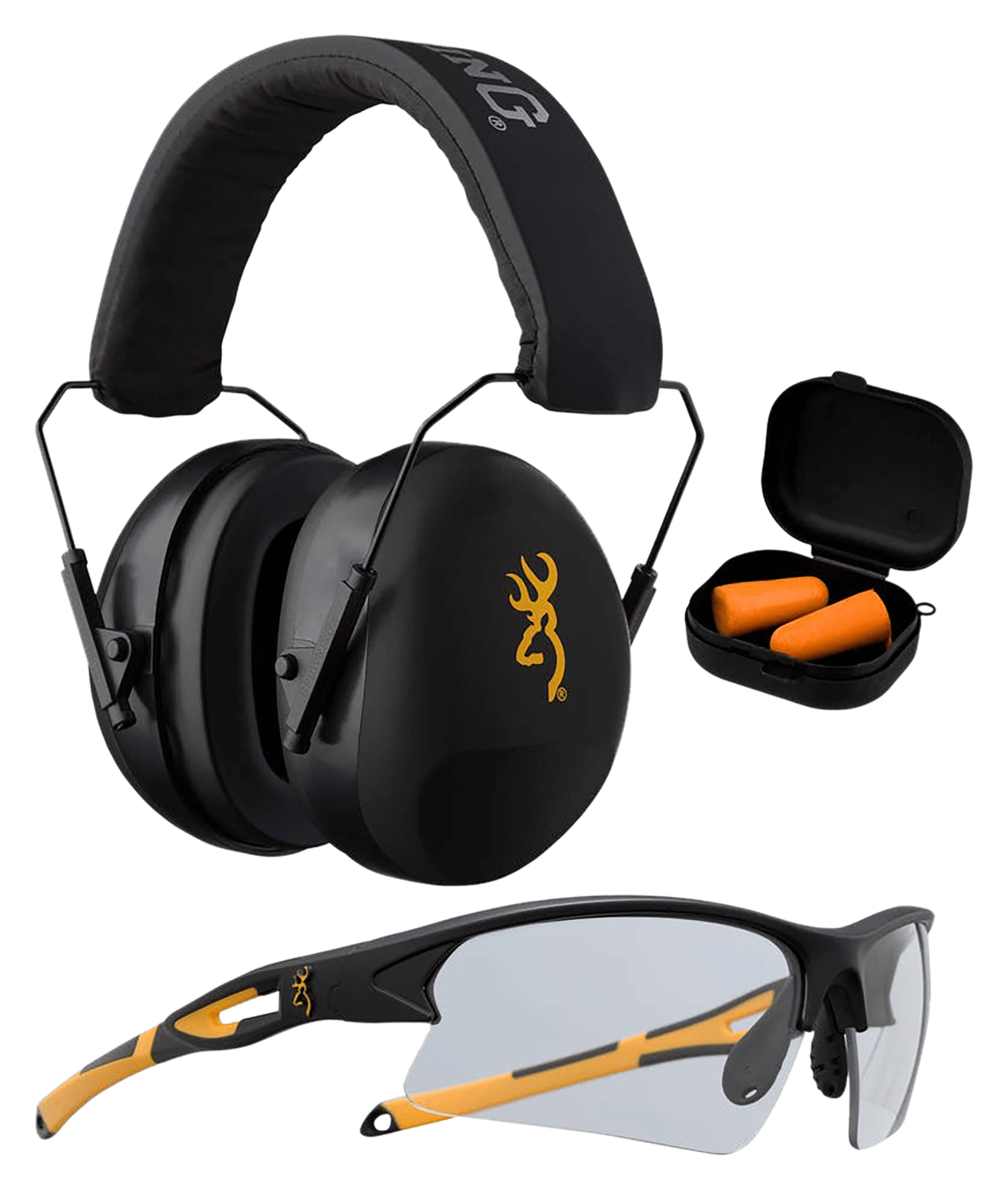 Browning 126368 Range Kit  Foam Plastic with Foam 27 dB 36 dB Over the Head Orange Black Adult