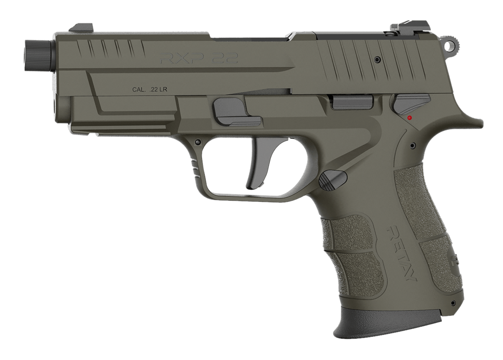 Retay USA RXP22OD13TH RXP  22 LR 13+1 4" Black Threaded Barrel, OD Green Cerakote RMR/RMSc Optic Ready/Serrated Slide, OD Green Cerakote Polymer Frame w/Accessory Rail, Textured Grip
