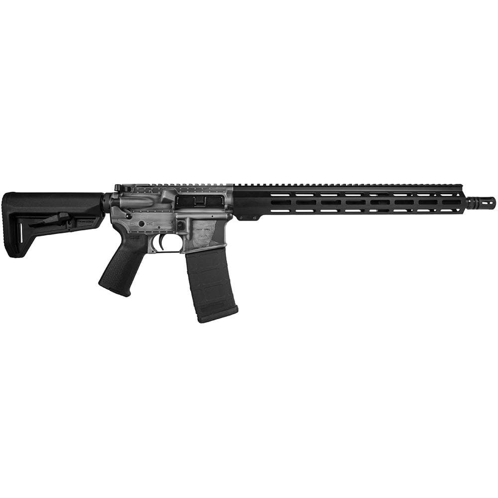 Shark Coast Tactical Trump 2.0 AR-15 Rifle 5.56 30rd Magazine 16" Barrel Distressed Silver Black