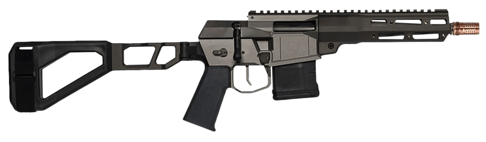 Q LLC MINIFIX300BLK8PST Mini Fix  300 Blackout 30+1 8" Black Anodized Tapered Threaded Barrel, Q-Sert Free-Float Handguards, Picatinny Rail Receiver, Black SBA3 Brace, Black Polymer Grips