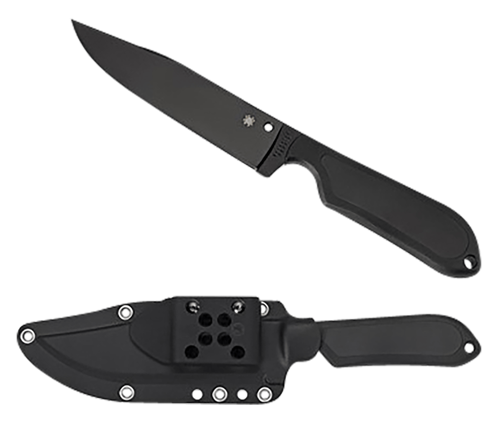 Spyderco FB04PBB Street Bowie  5.05" Fixed Clip Point Plain Black DLC VG-10 SS Blade/Black Textured FRN Handle Includes Sheath w/G-Clip