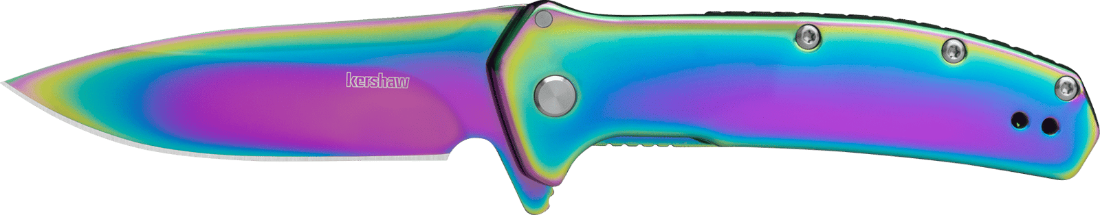Kershaw 2044RBW Outcome  2.80" Folding Drop Point Plain Polished Rainbow PVD 8Cr13MoV SS Blade, Polished Rainbow PVD Stainless Steel Handle
