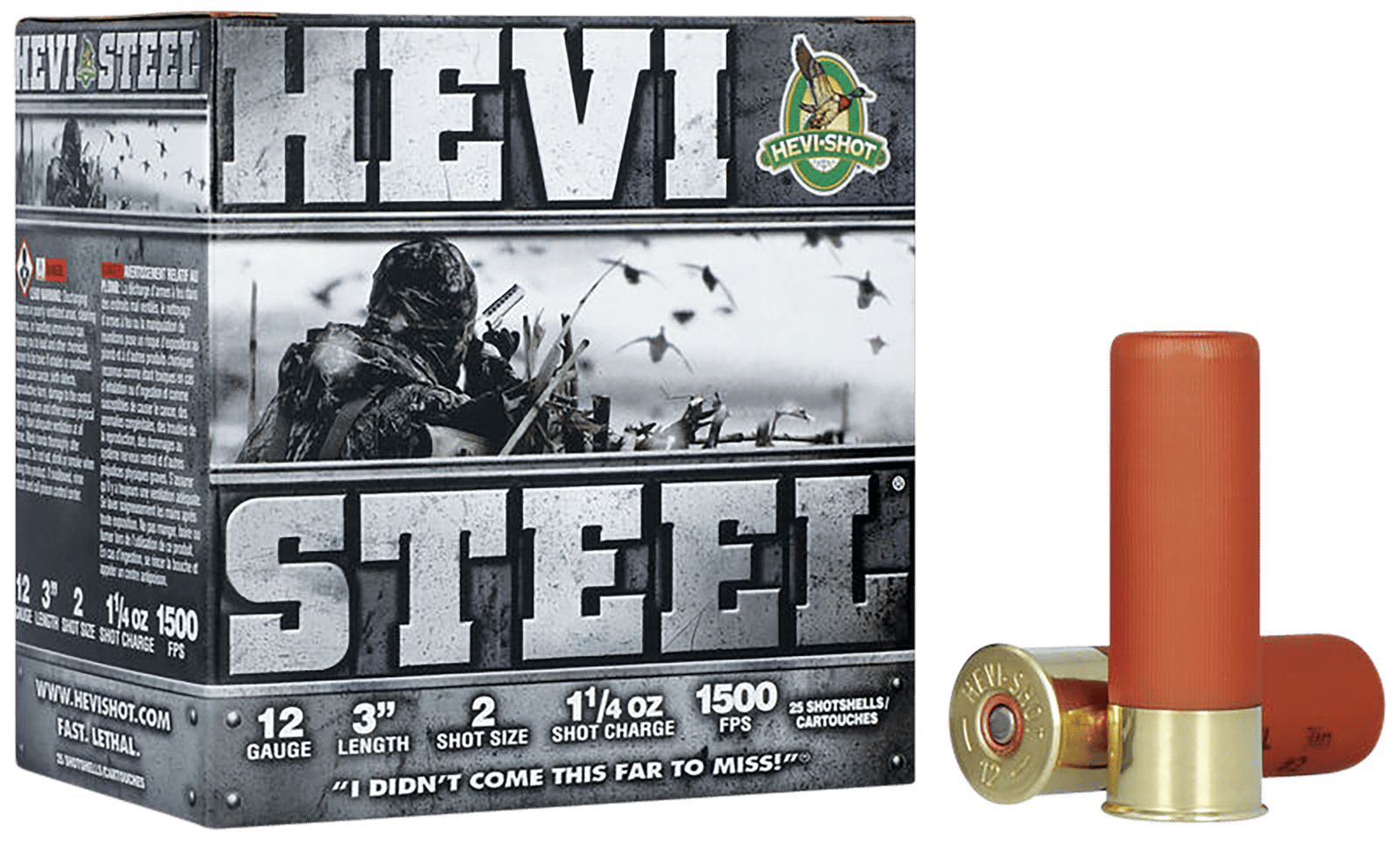 HEVI-Shot HS60002 HEVI-Steel  12Gauge 3" 1 1/4oz 2Shot 25 Per Box/10 Case