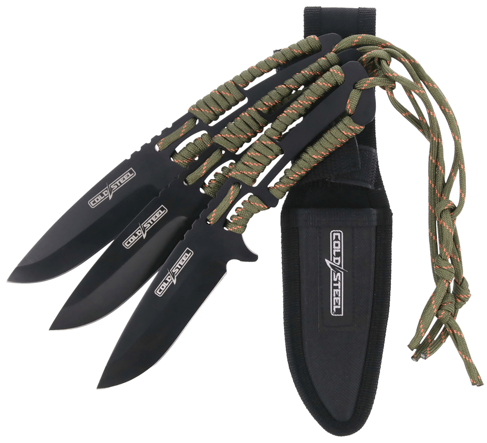Cold Steel CSTH44KVD3PK Throwing Knives  Set of 3 4.40" Fixed Clip Point Plain Black Oxide 420 Stainless Steel Blade, Paracord Wrap Handle
