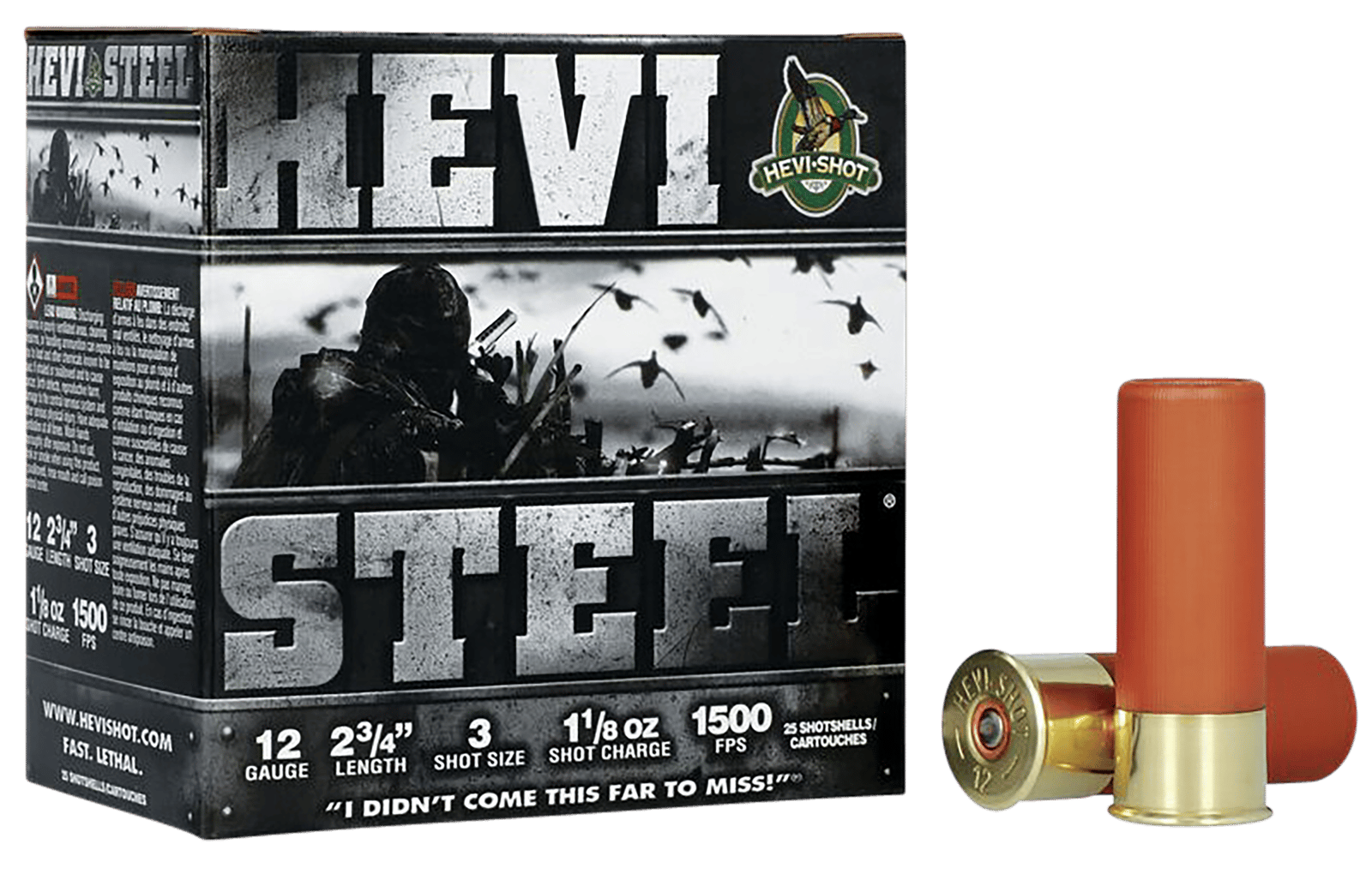 HEVI-Shot HS61223 HEVI-Steel  12Gauge 2.75" 1 1/8oz 3Shot 25 Per Box/10 Case