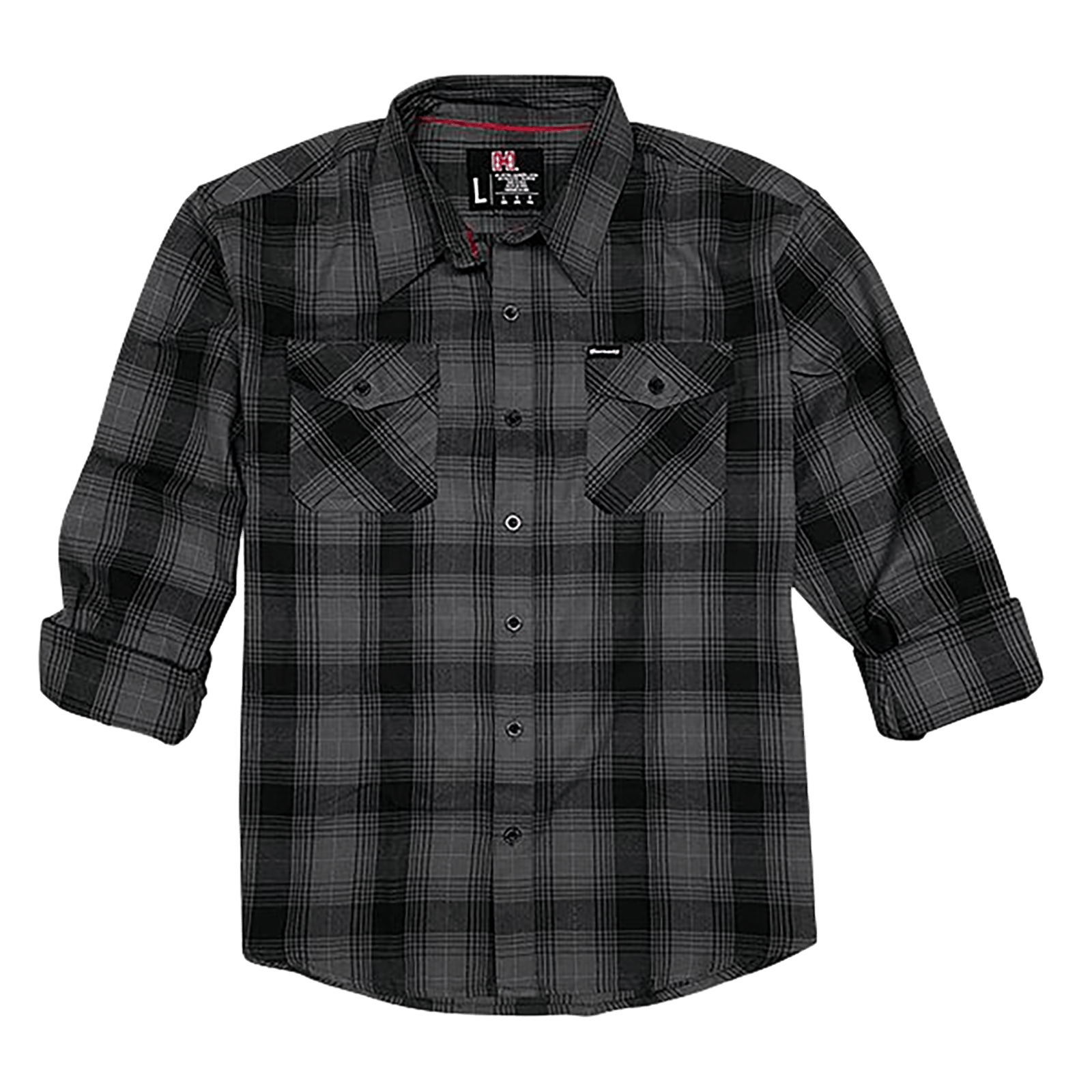 Hornady Gear 32223 Flannel Shirt  Large Gray/Black,  Cotton/Polyester, Relaxed Fit Button Up