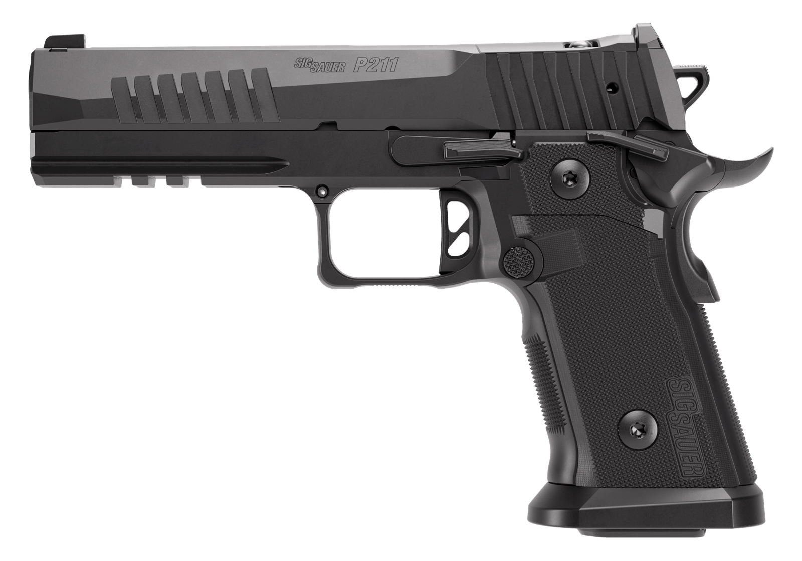 Sig Sauer 211F9GT510 P211 GT5 Full Size 9mm Luger 10+1 5" Black Barrel, Black Nitron Stainless Steel Optic Ready/Serrated Slide & Frame w/Beavertail & Picatinny Rail, G10 Grip Panels, SIGLOC-PRO Footp