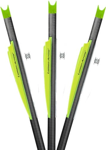 LUMENOK XBOW ARROW 20" CARBON 3.5" VANES GREEN CRESCENT 3PK