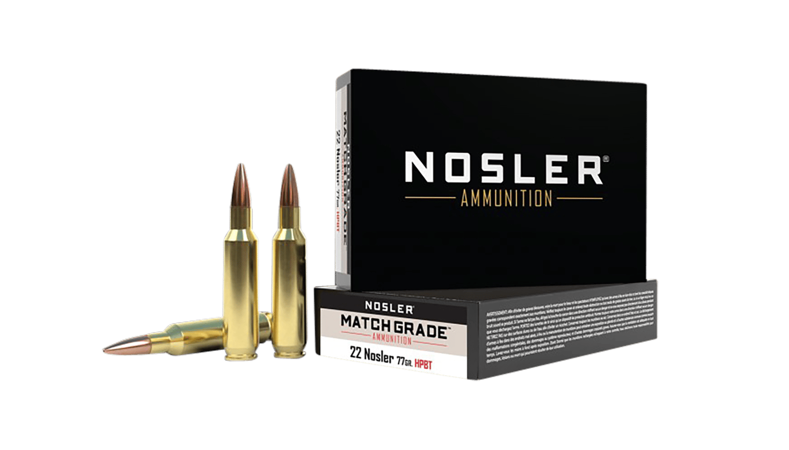 Nosler 60016 Match Grade  22Nosler 77gr Custom Competition Hollow Point Boat Tail 20 Per Box/10 Case