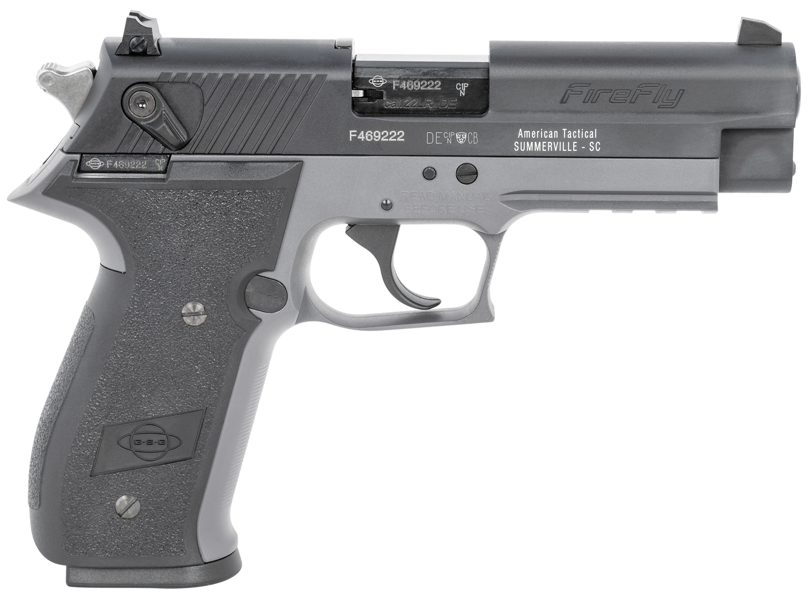 GSG GERG2210FFS FireFly  22 LR 10+1 4" Black Serrated Slide, Smoke Zinc Alloy w/Accessory Rail Frame, Black Polymer Grip