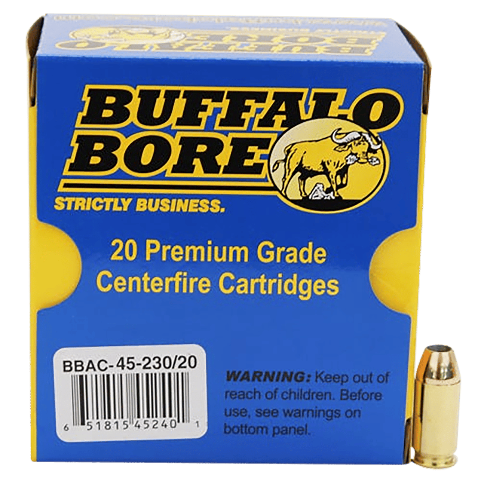 Buffalo Bore Ammunition 4523020 Personal Defense Strictly Business 45ACP +P 230gr Jacket Hollow Point 20 Per Box/12 Case