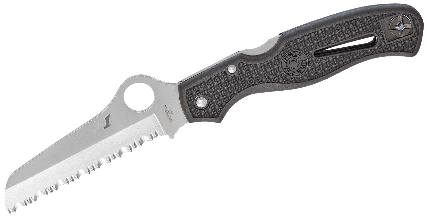 Spyderco C89SBK Atlantic Salt  3.69" Folding Sheepsfoot Serrated H1 Steel Blade Black Molded FRN Handle Includes Pocket Clip