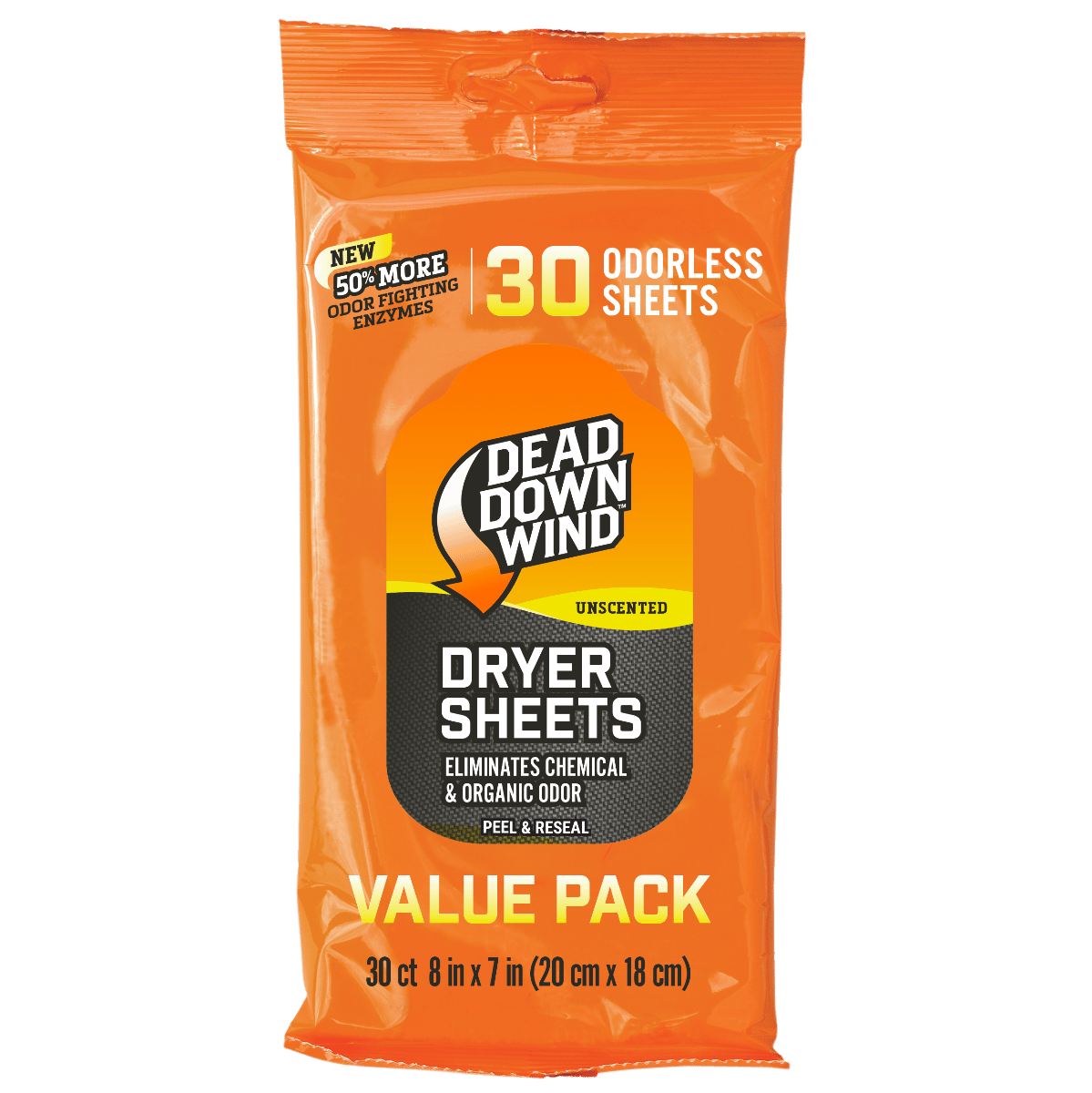 Dead Down Wind 113019 Dryer Sheets  Odor Eliminator Odorless Scent Dryer Sheet 30 Per Pkg