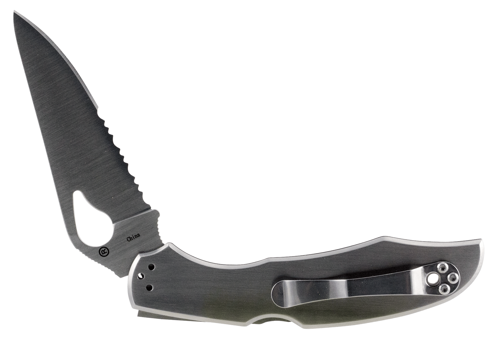 Spyderco BY03PS2 Byrd Cara Cara 2 3.75" Folding Drop Point, Part Serrated 8Cr13MoV SS Blade, Stainless Steel Handle, Includes Pocket Clip