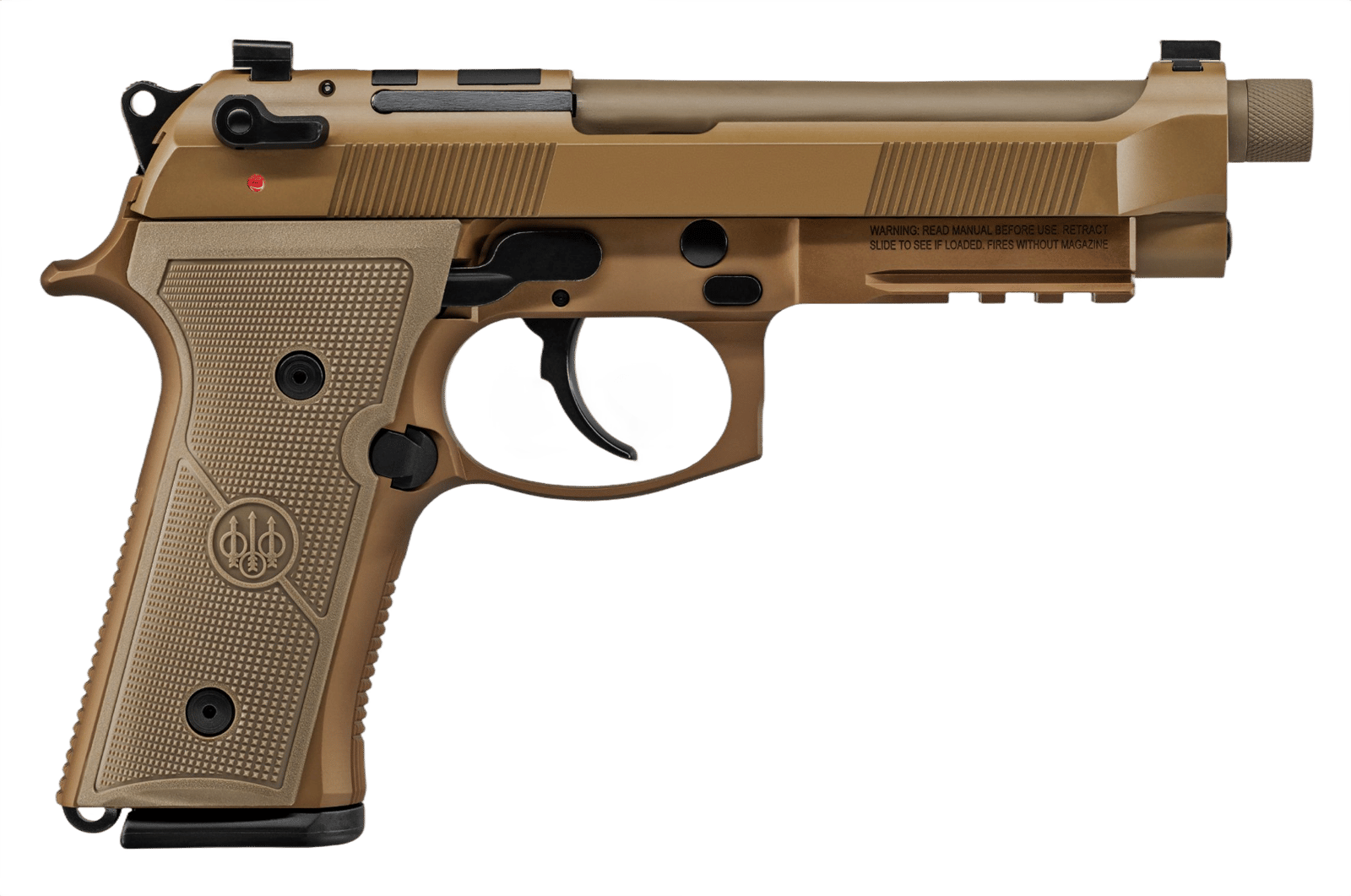 Beretta USA JS92M9A4M15 M9A4  9mm Luger 5.10" Barrel 15+1, Flat Dark Earth Cerakote Polymer Frame, Serrated Steel Optic Cut Slide, Polymer Grip & Decocker Safety