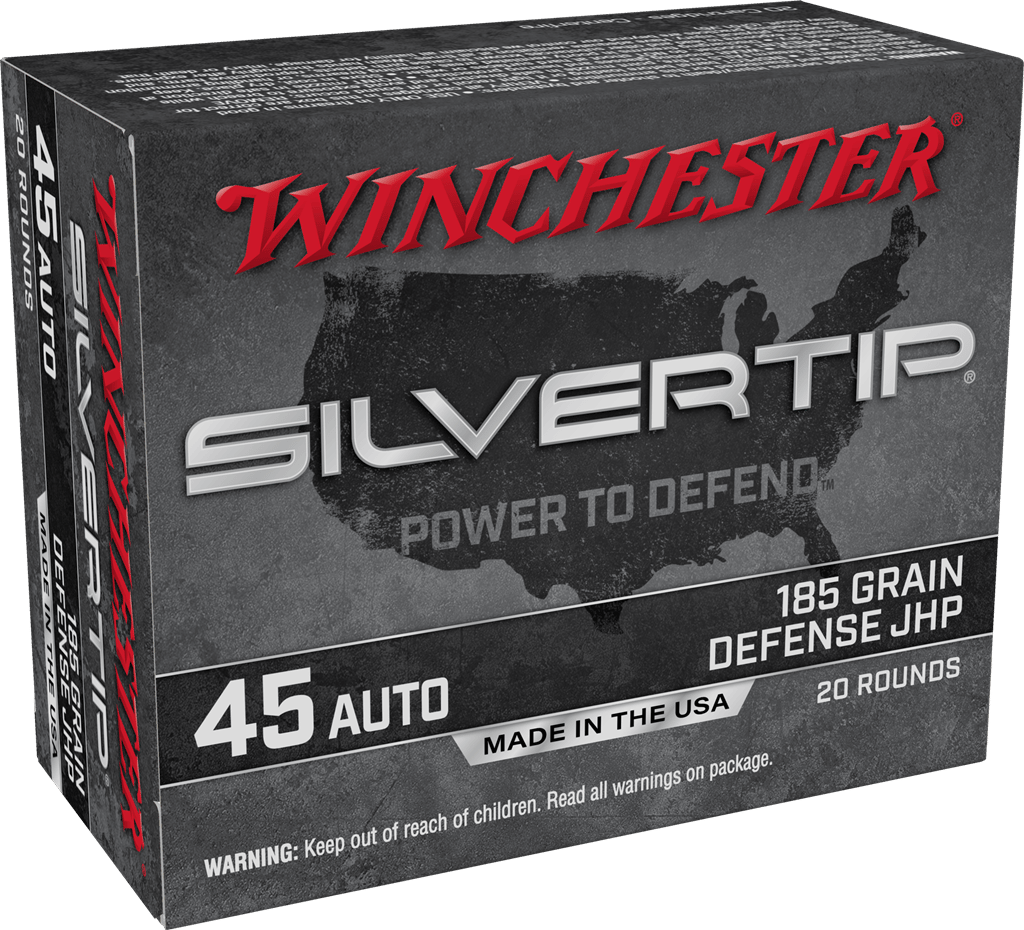 Winchester Ammo W45AST Silvertip  45ACP 185gr Silvertip Jacket Hollow Point 20 Per Box/10 Case