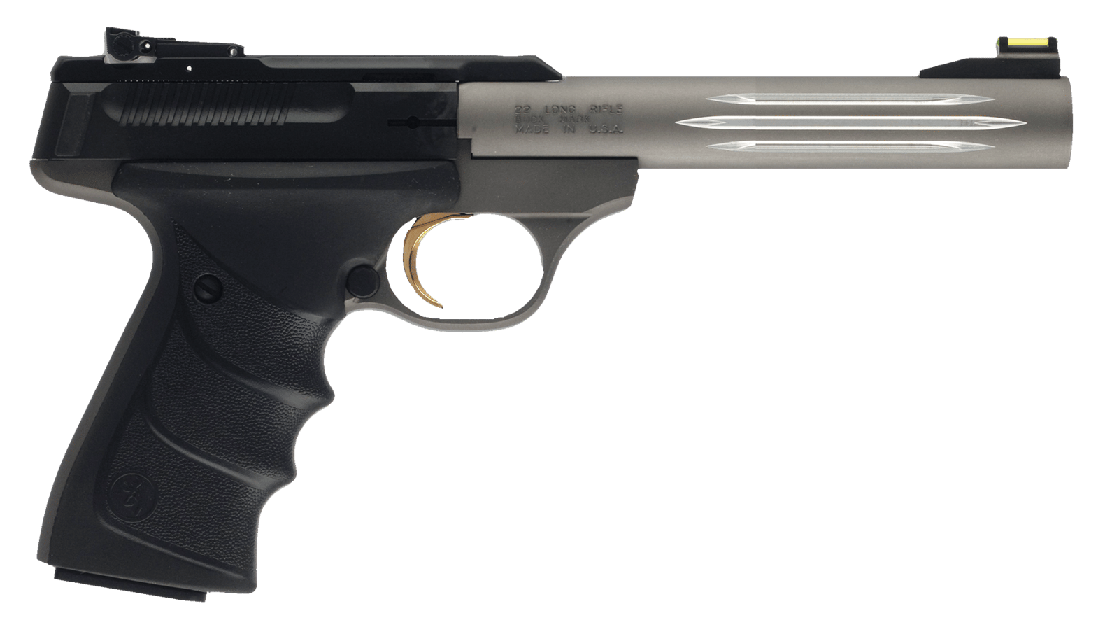 Browning 051461490 Buck Mark Lite *CA Compliant 22 LR 10+1 5.50" Matte Gray Fluted Barrel, Serrated Steel Slide, Matte Gray Aluminum Frame & Black Ultragrip RX Grips