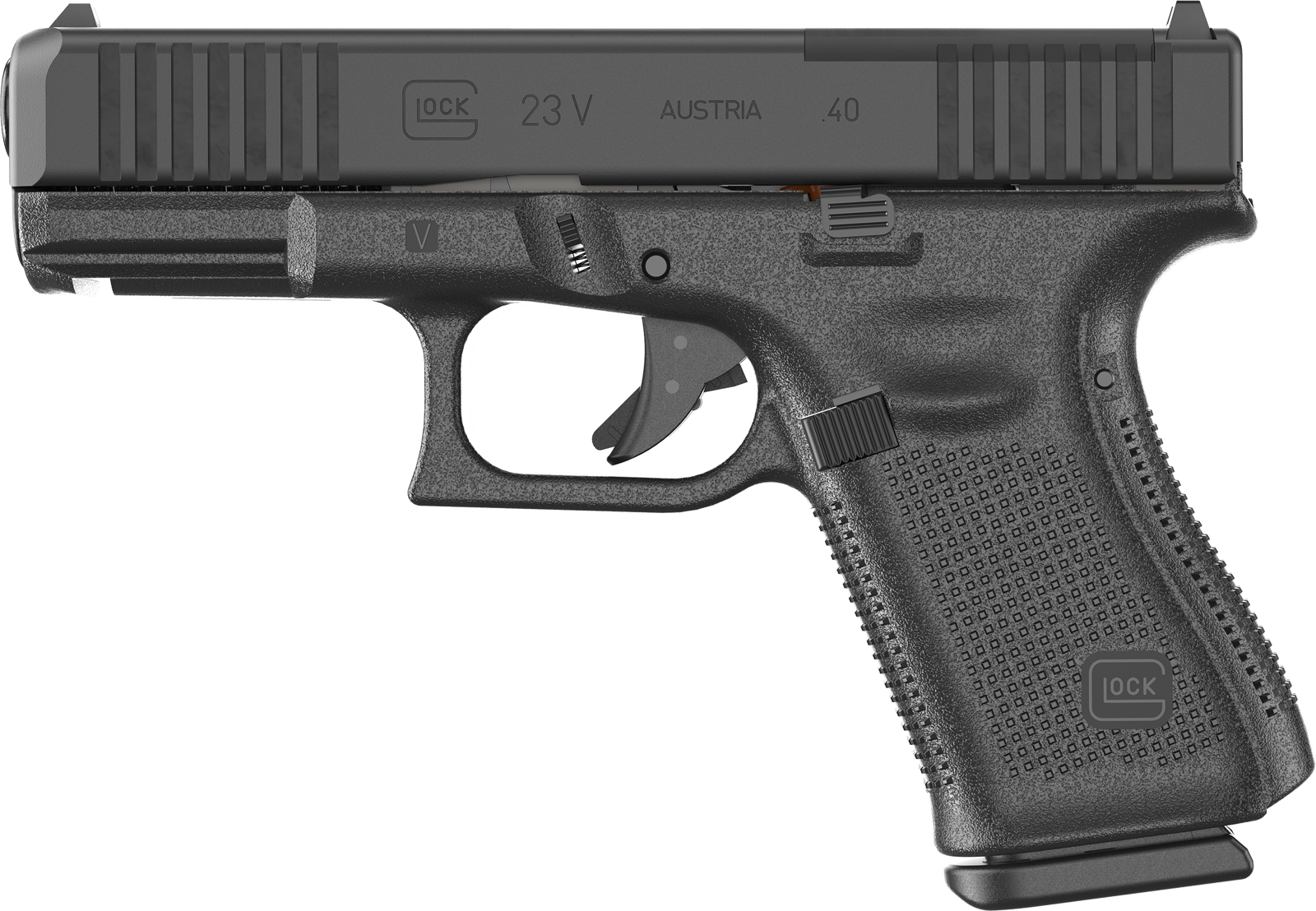 Glock PV2350203MOS G23 V MOS 40 S&W 13+1 4.02" Black GMB Barrel, Black nDLC Steel Optic Ready/Serrated Slide, Black Polymer Frame w/Accessory Rail, Interchangeable Backstrap Grip, Ambidextrous